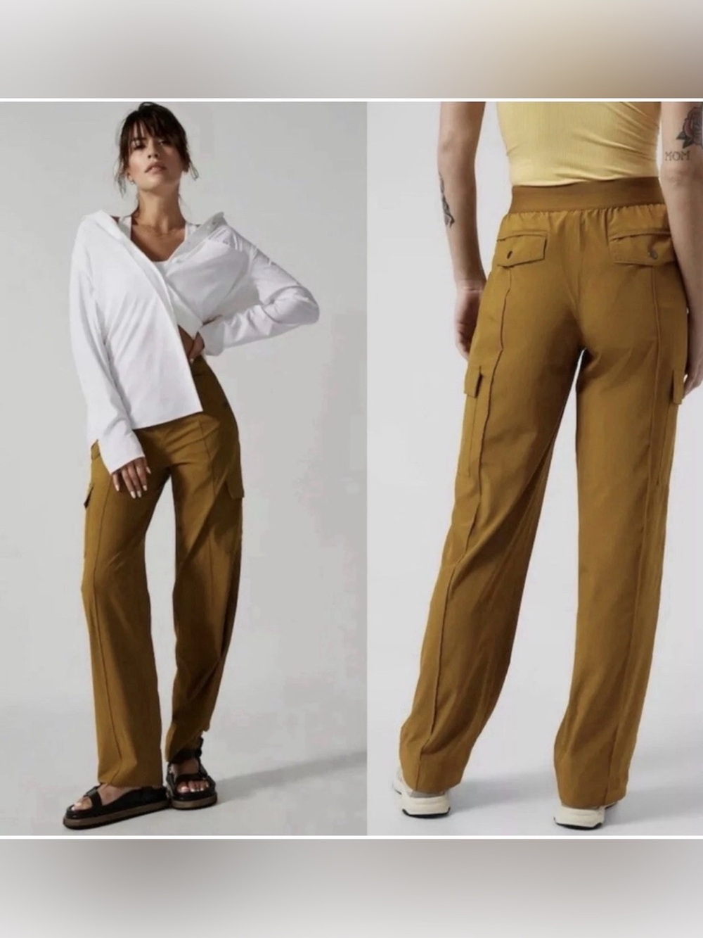 ATHLETA Vienna Cargo Pant Casual Travel Career in Brass Yellow Size 8 - Picture 1 of 14